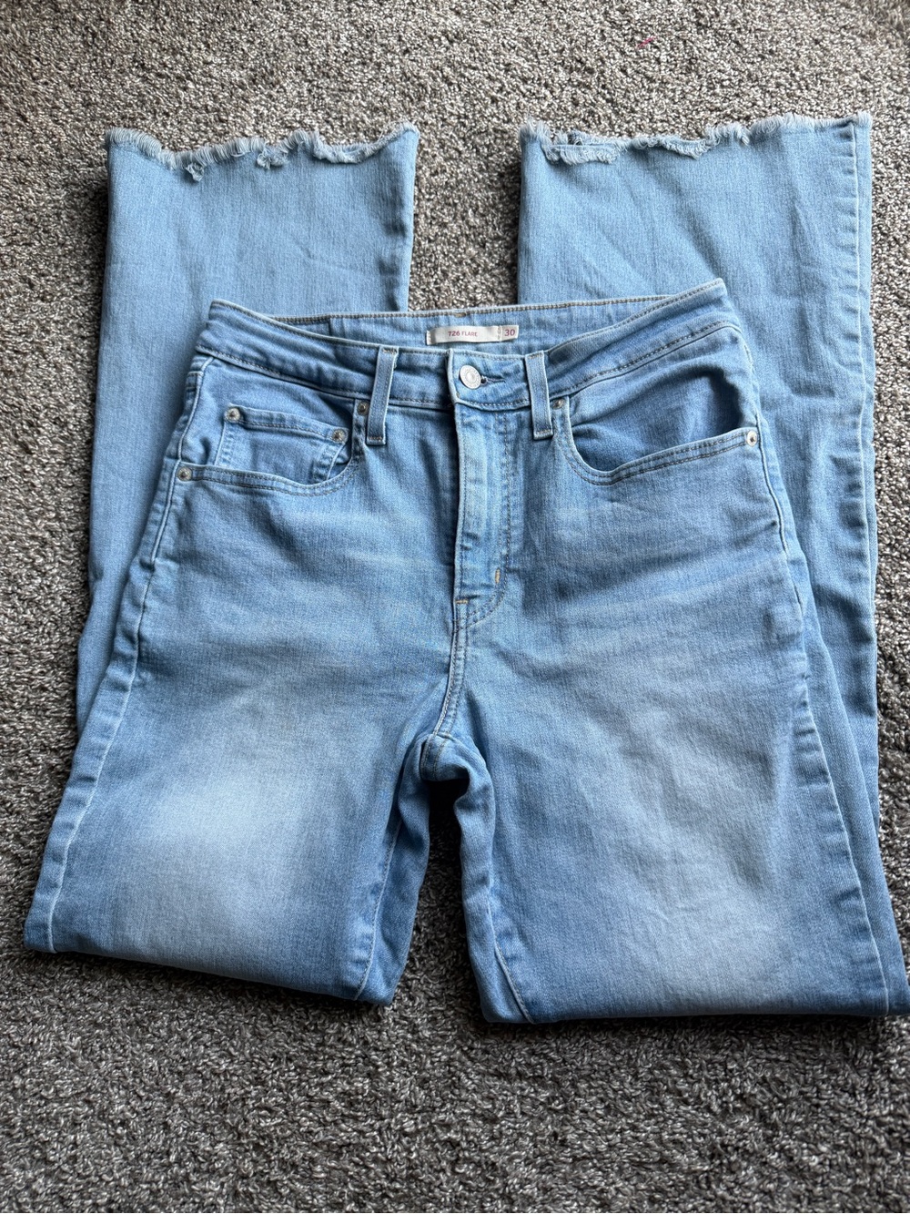 Levi  726 Flare Jeans with Frayed Hem